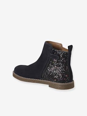 Chaussures-Boots enfant fille cuir et glitter zippées