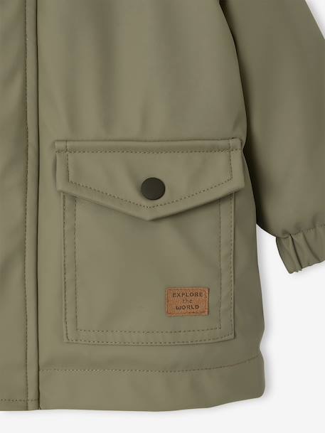 Sherpa-Lined Hooded Raincoat for Babies grey blue+olive - vertbaudet enfant 