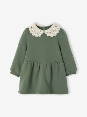 -Robe bébé en molleton avec col en crochet
