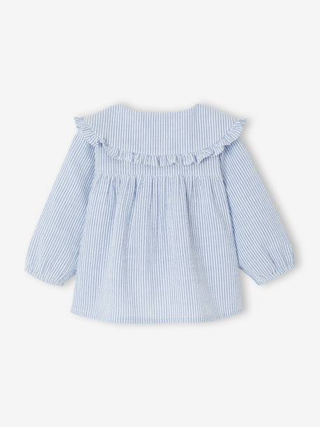 Blouse rayée bébé en seersucker rayé bleu - vertbaudet enfant 