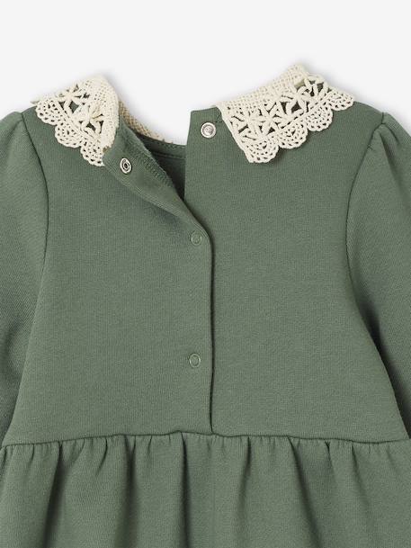Baby dress in fleece with crochet collar green - vertbaudet enfant 