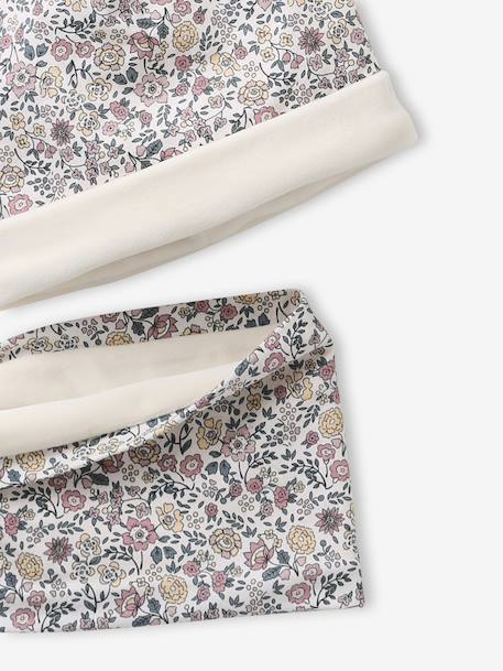 Sherpa-Lined Floral Print Beanie & Snood Set for Babies printed pink - vertbaudet enfant 