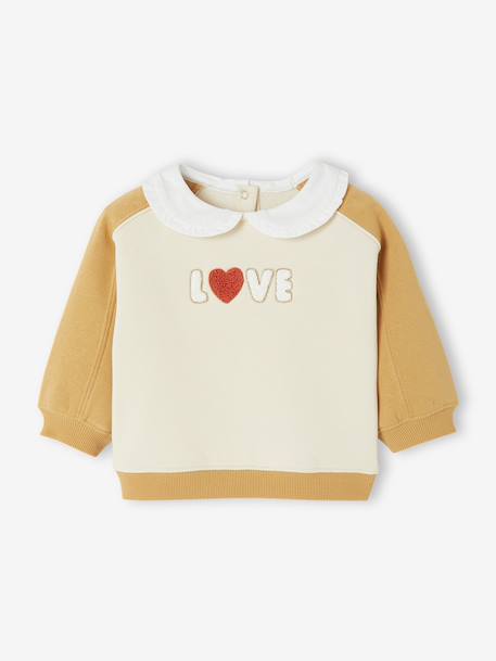 Girl's sweatshirt with a Peter Pan collar ochre - vertbaudet enfant 