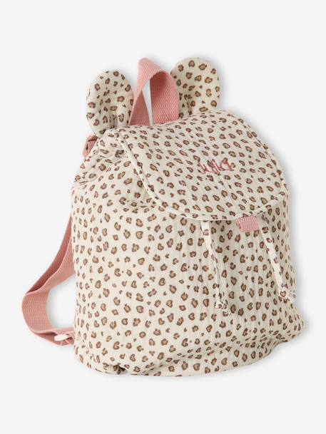 Sac à dos personnalisable en gaze de coton animation oreilles bleu nuit+multicolore+rose poudré+vanille+vert sauge - vertbaudet enfant 