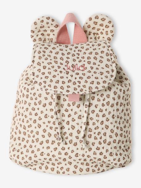 Sac à dos personnalisable en gaze de coton animation oreilles bleu nuit+multicolore+rose poudré+vanille+vert sauge - vertbaudet enfant 