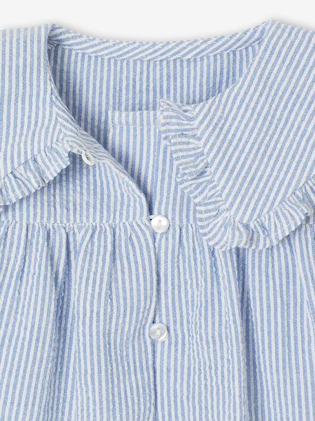 Striped seersucker blouse for babies striped blue - vertbaudet enfant 