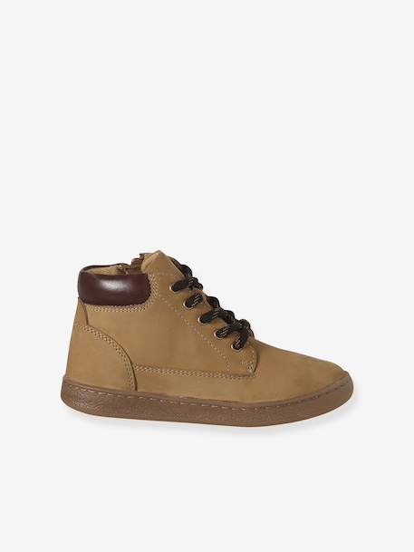 Boots enfant garçon cuir zippées et lacets beige - vertbaudet enfant 