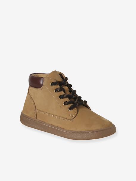 Boots enfant garçon cuir zippées et lacets beige - vertbaudet enfant 