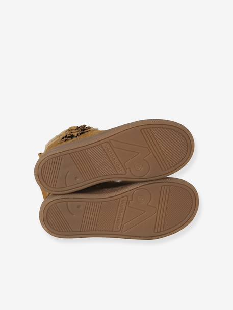 Girls' lined leather boots camel - vertbaudet enfant 