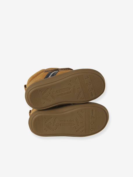 Baskets bébé garçon cuir à scratchs camel+marine+vert - vertbaudet enfant 