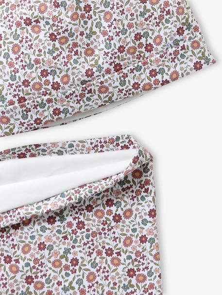 Ensemble fleuri fille bonnet + snood bois de rose - vertbaudet enfant 