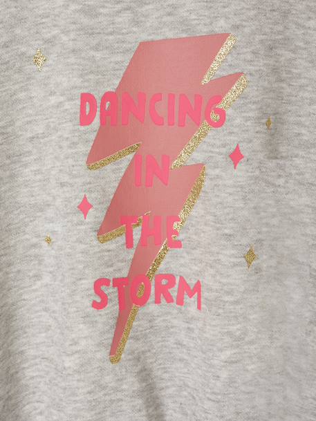 Cropped Sweatshirt with Glittery Detail for Girls marl grey - vertbaudet enfant 
