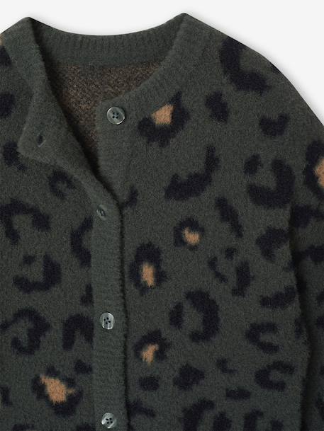Gilet fille motif maille mousseuse chocolat+écru+marron+vert - vertbaudet enfant 