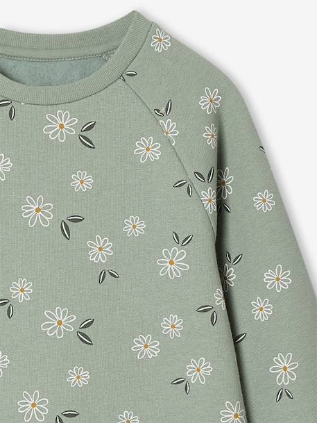 Robe en molleton fleurs pop fille vert sauge - vertbaudet enfant 