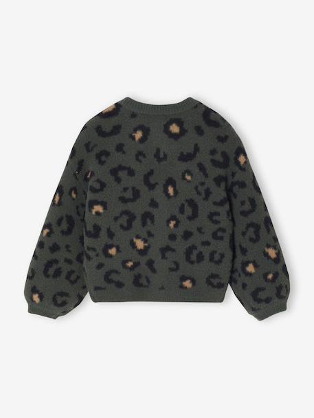 Gilet fille motif maille mousseuse chocolat+écru+marron+vert - vertbaudet enfant 