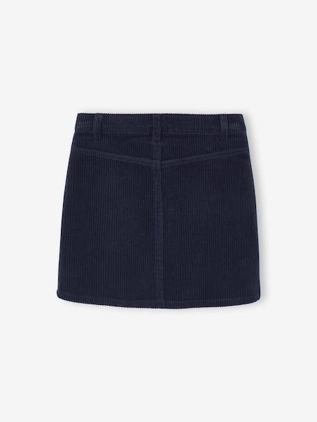 Buttoned Corduroy Skirt with Fancy Bow navy blue+old rose - vertbaudet enfant 