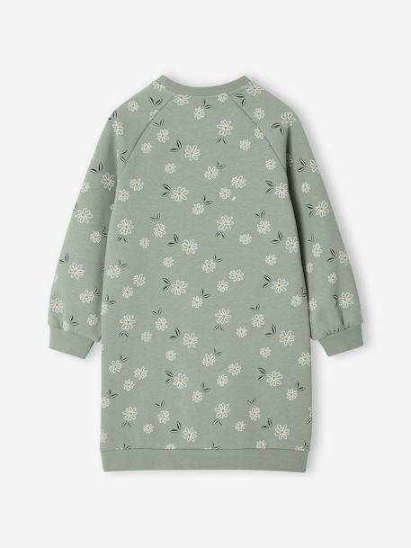 Robe en molleton fleurs pop fille vert sauge - vertbaudet enfant 