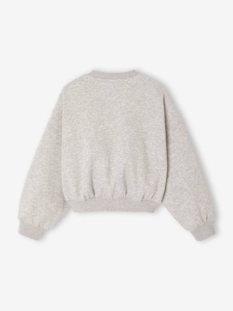 Cropped Sweatshirt with Glittery Detail for Girls marl grey - vertbaudet enfant 