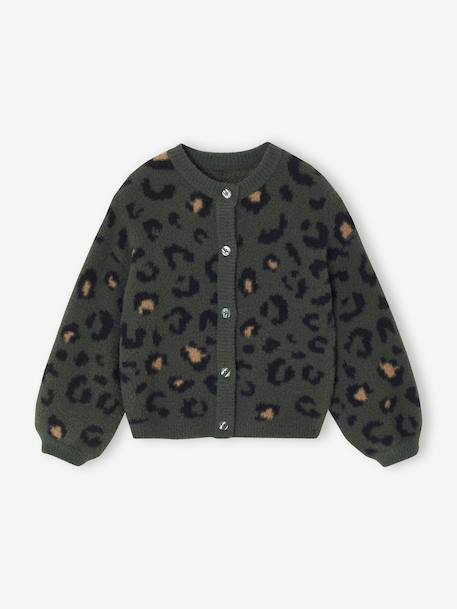 Gilet fille motif maille mousseuse chocolat+écru+marron+vert - vertbaudet enfant 