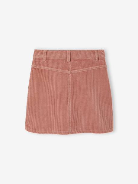 Buttoned Corduroy Skirt with Fancy Bow navy blue+old rose - vertbaudet enfant 