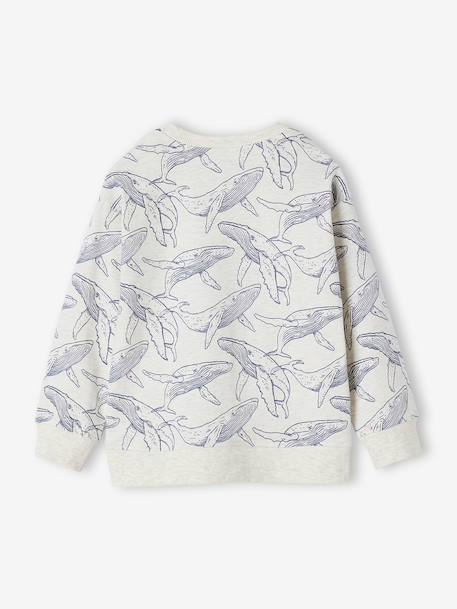 Tee-shirt garçon effet sweat imprimé blanc chiné+écru+lichen+noix de pécan - vertbaudet enfant 
