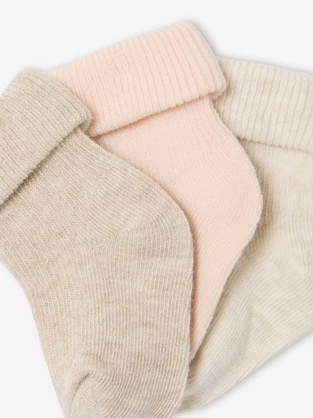 Pack of 3 pairs of plain baby socks beige - vertbaudet enfant 