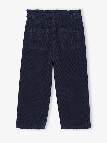 Pantalon fille large velours côtelé style paperbag marine+mauve+olive+vert sapin - vertbaudet enfant 