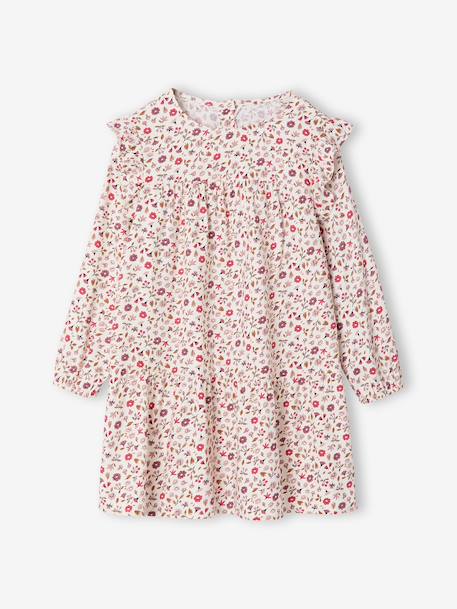Printed Frilly Dress for Girls ecru+navy blue+sage green+vanilla - vertbaudet enfant 