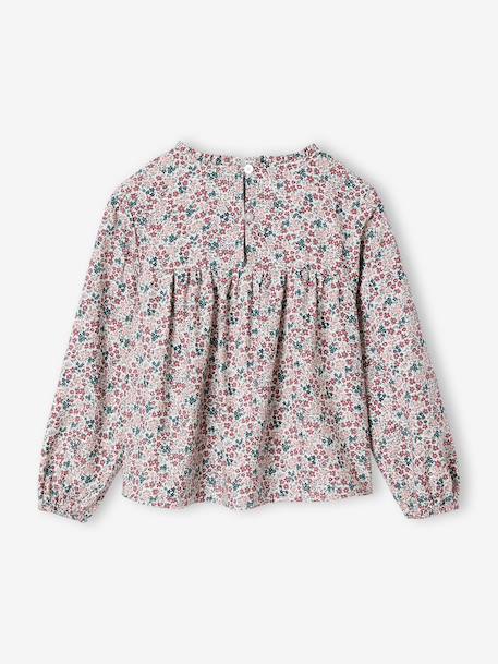 Floral Blouse for Girls ecru+grey blue - vertbaudet enfant 