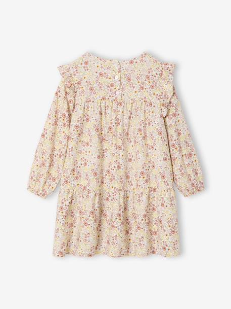 Printed Frilly Dress for Girls ecru+navy blue+sage green+vanilla - vertbaudet enfant 