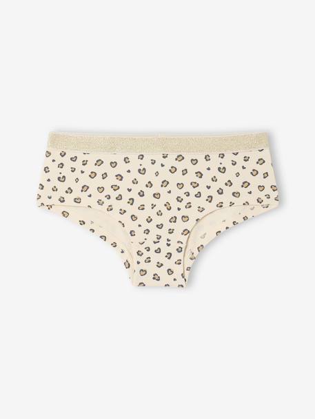Pack of 5 Leopard & Love Shorties for Girls ecru - vertbaudet enfant 