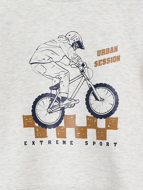 Round-Neck Sweatshirt with Print, for Boys khaki+marl white+night blue - vertbaudet enfant 