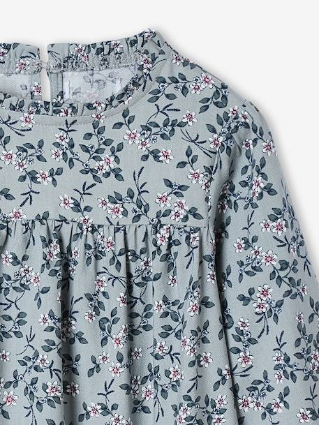 Floral Blouse for Girls ecru+grey blue - vertbaudet enfant 