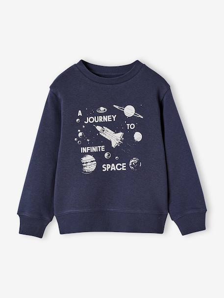 Round-Neck Sweatshirt with Print, for Boys khaki+night blue - vertbaudet enfant 