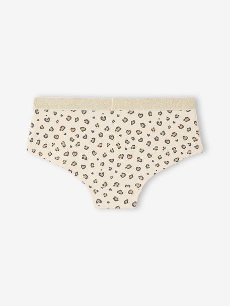 Pack of 5 Leopard & Love Shorties for Girls ecru - vertbaudet enfant 
