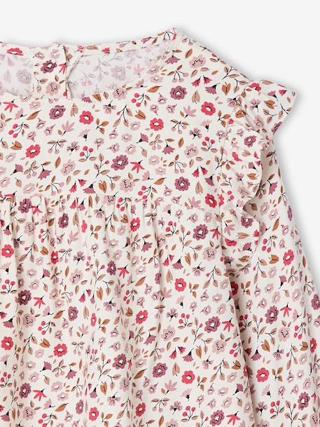 Printed Frilly Dress for Girls ecru+navy blue+sage green+vanilla - vertbaudet enfant 