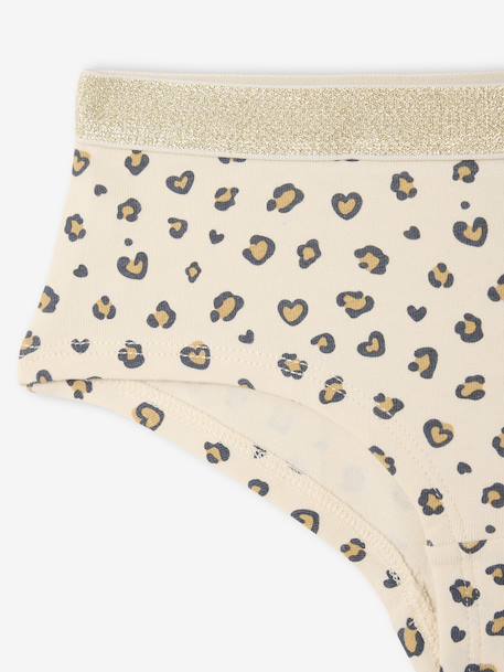 Pack of 5 Leopard & Love Shorties for Girls ecru - vertbaudet enfant 