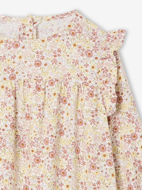 Printed Frilly Dress for Girls ecru+navy blue+sage green+vanilla - vertbaudet enfant 