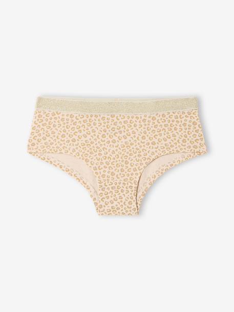 Pack of 5 Leopard & Love Shorties for Girls ecru - vertbaudet enfant 