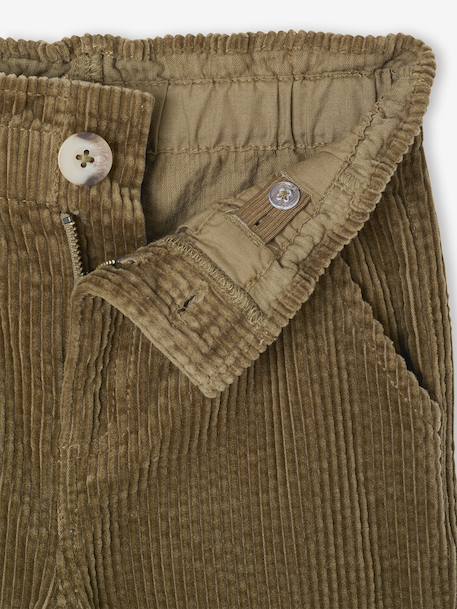 Pantalon fille large velours côtelé style paperbag marine+mauve+olive+vert sapin - vertbaudet enfant 