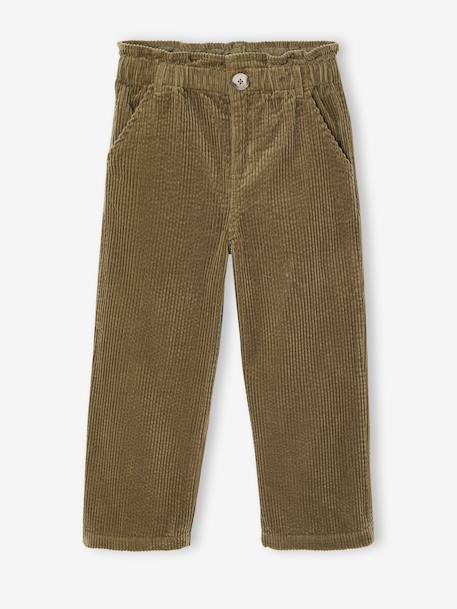 Pantalon fille large velours côtelé style paperbag marine+mauve+olive+vert sapin - vertbaudet enfant 