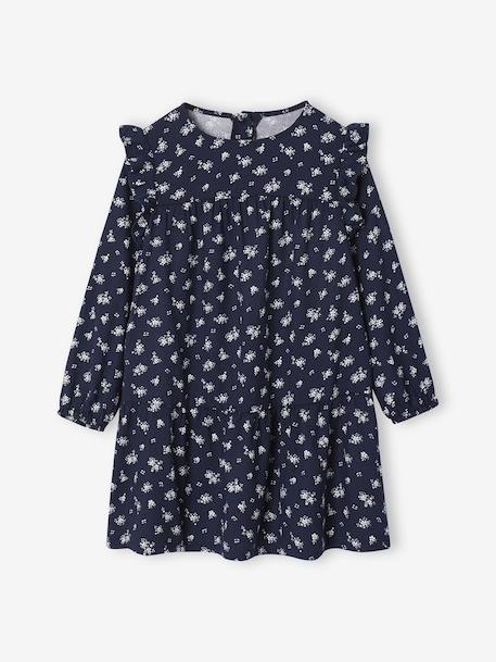 Robe imprimée à volants fille marine+vanille+vert sauge - vertbaudet enfant 