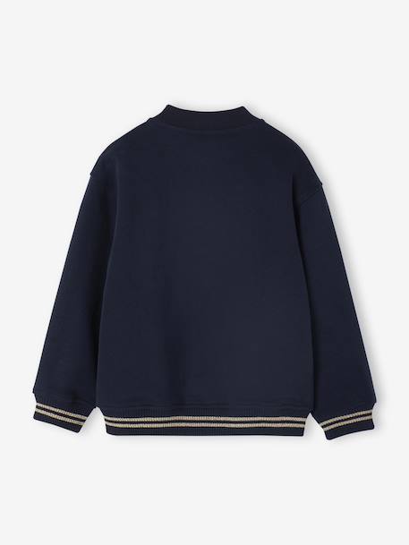 Varsity-Style Fleece Jacket for Girls marl grey+navy blue - vertbaudet enfant 