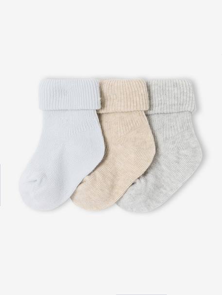 Pack of 3 pairs of plain baby socks marl grey - vertbaudet enfant 