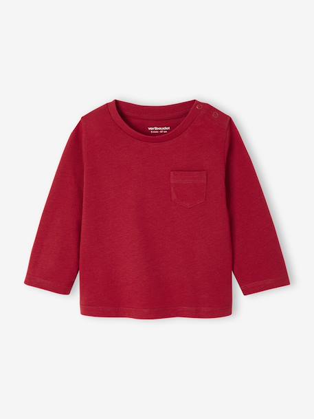 Pack of 3 Basics Tops in Organic Cotton for Babies pecan nut+red - vertbaudet enfant 