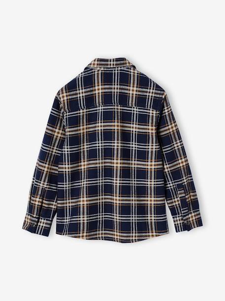 Chemise à carreaux en flanelle garçon bleu ardoise+bleu nuit+carreaux marine+carreaux vert - vertbaudet enfant 