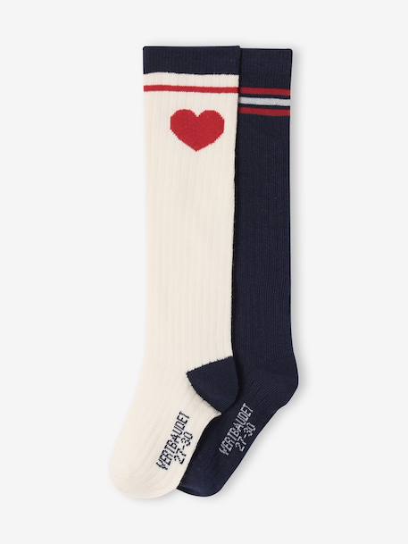 Lot de 2 paires de chaussettes hautes fille écru - vertbaudet enfant 