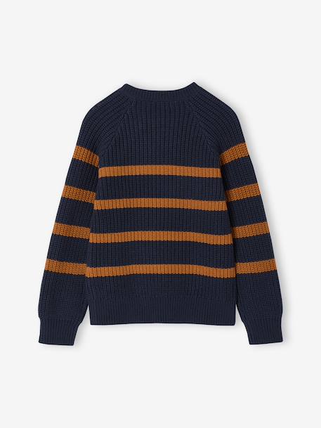 Pull garçon rayé bleu moyen+caramel+écru+encre+vert sauge - vertbaudet enfant 