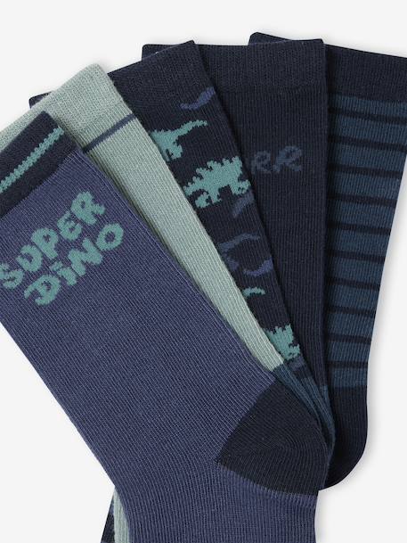 Pack of 5 Pairs of 'Super Dino' Socks for Boys navy blue - vertbaudet enfant 