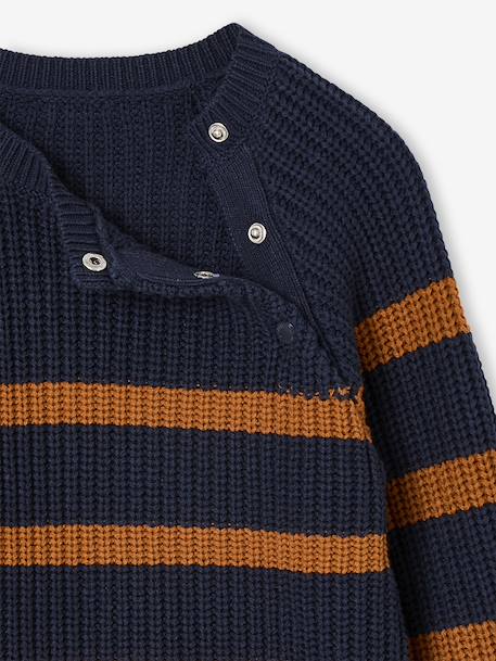 Pull garçon rayé bleu moyen+caramel+écru+encre+vert sauge - vertbaudet enfant 